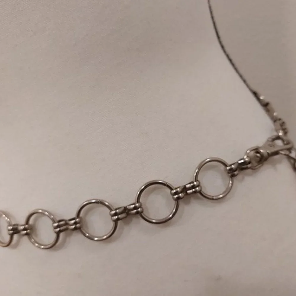 Silver Tone Metal Jump Rings Link Belt with Lanyard Style Clasp - Picture 5 of 8